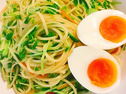 白だしde豆苗たっぷりパスタ★